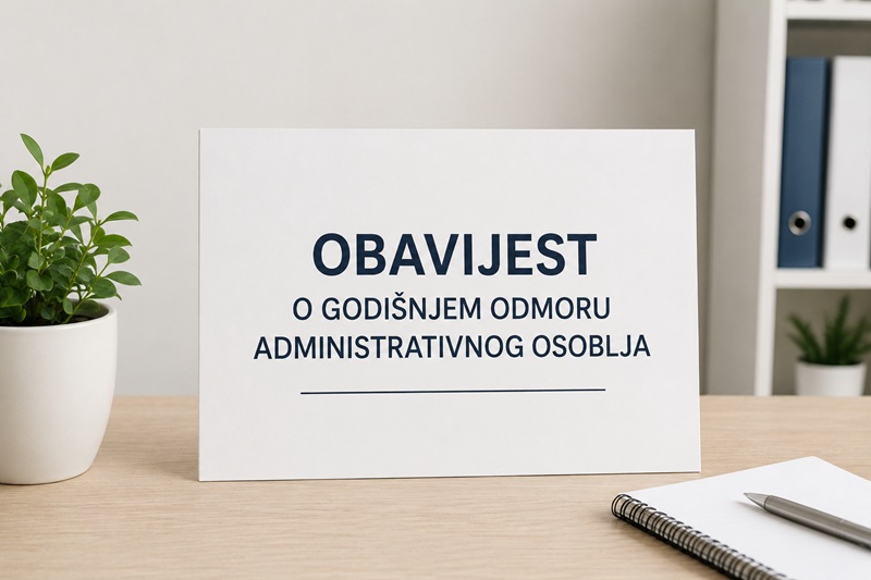 Obavijest o godišnjem odmoru administrativnog osoblja